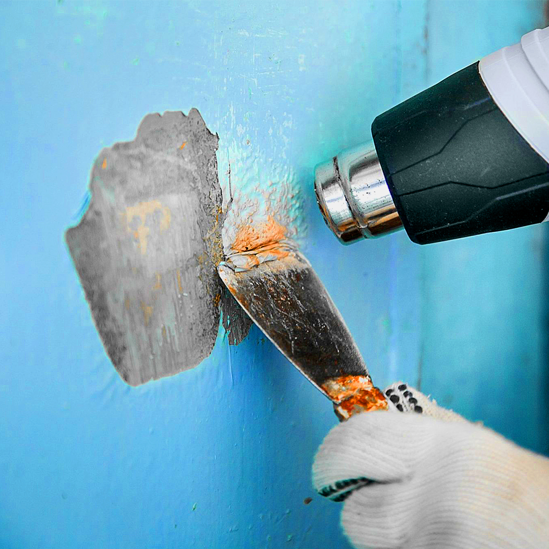 Как удалить краску с металла строительным феном